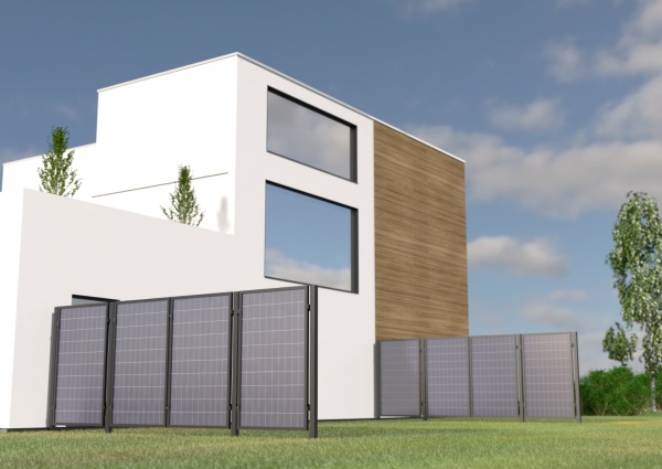Zaun mit Solar Darstellung mit Haus